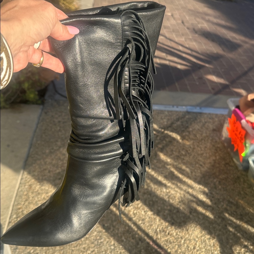 IRO Black Fringe Ankle Booties
